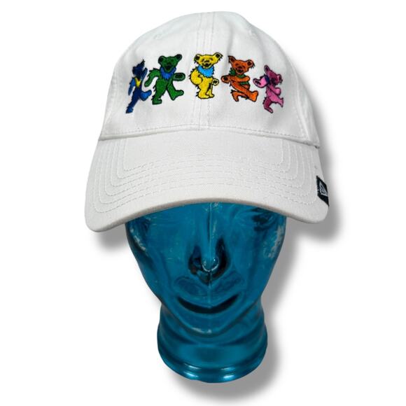Vintage GDP Grateful Dead Dancing Trippy Bears Dad Hat White Strapback Band Cap - Picture 1 of 12